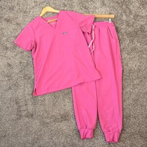 FIGS Scrub Set Zamora Joggers XS P Catarina One Pocket Scrub Top Small Gum Pink